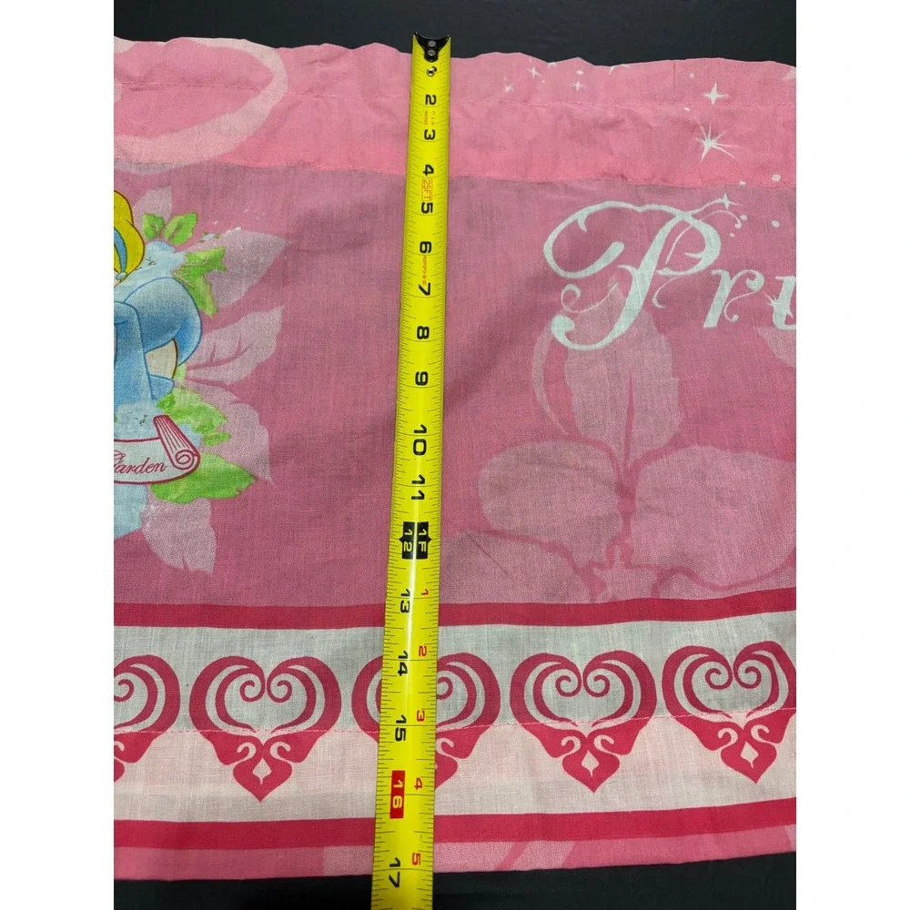 Vintage Disney Princess Pink Curtains Valance + 2 Panels Cinderella Belle Aurora